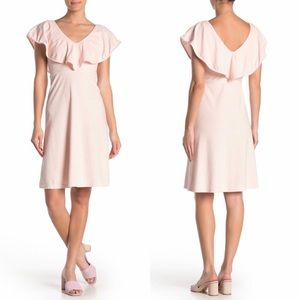 NWT Frnch Pink Dress sleeveless with Over Lay. L